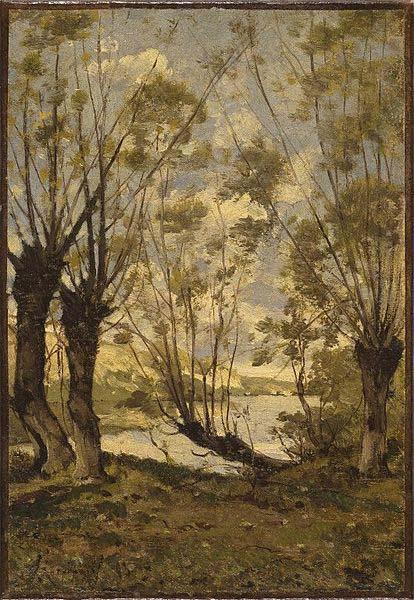 Henri Harpignies Willows on the Banks of the Loire oil painting image